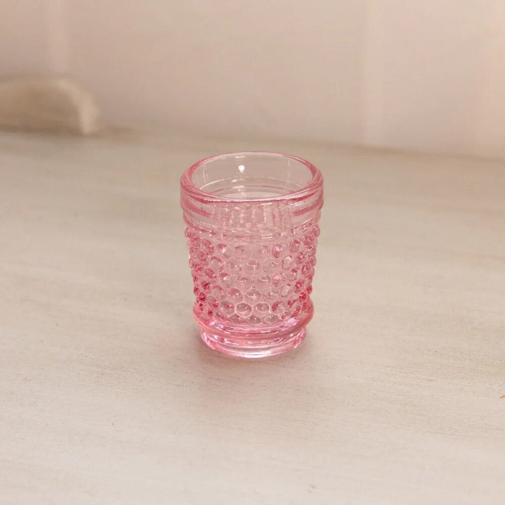 Vintage LE Smith Pink Glass Hobnail Toothpick Holder